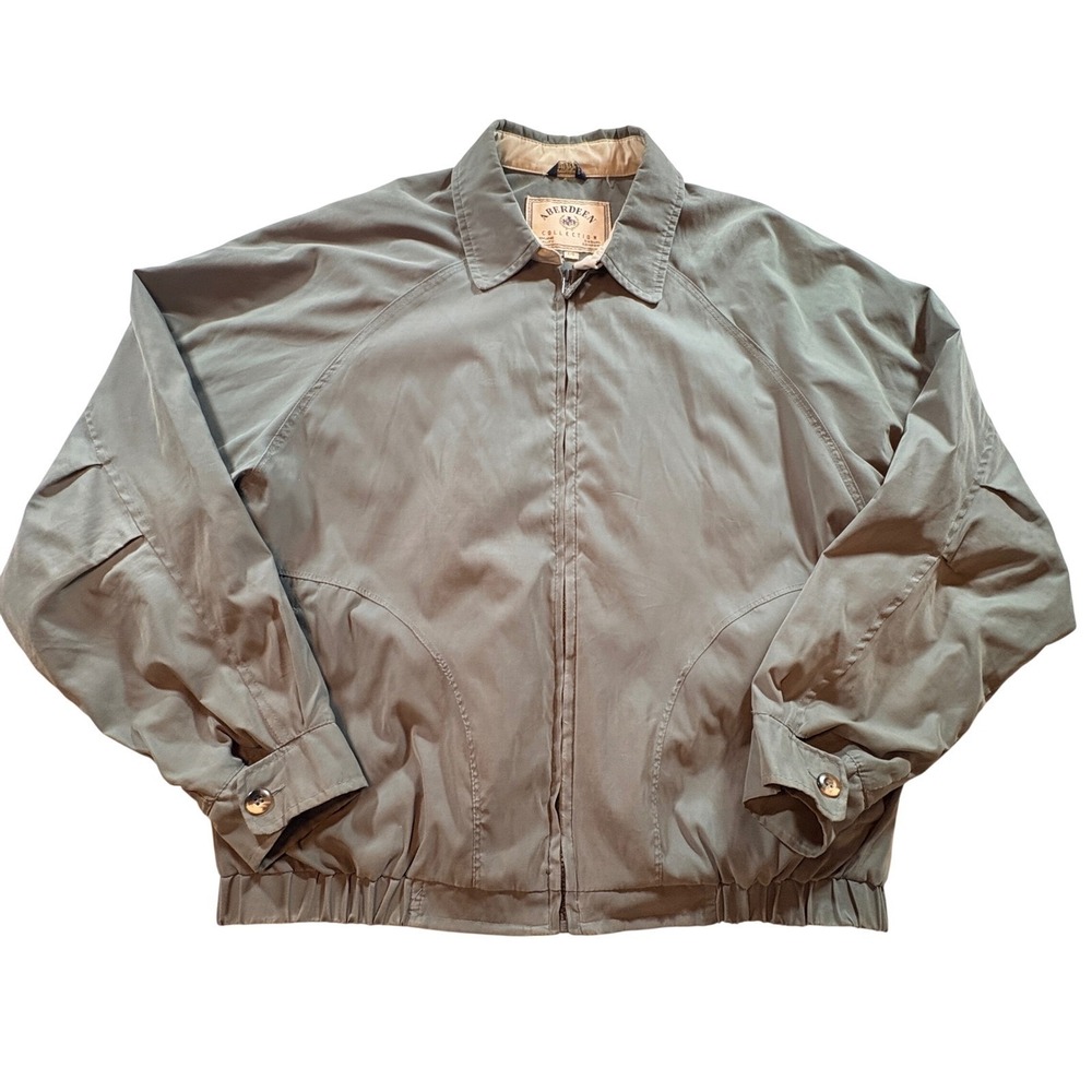 Aberdeen Collection Mens Harrington Jacket Sage Green Vintage Style L Full Zip